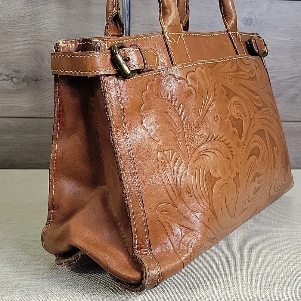 Patricia Nash Brown Tooled Leather Shoulder Bag